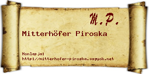 Mitterhöfer Piroska névjegykártya